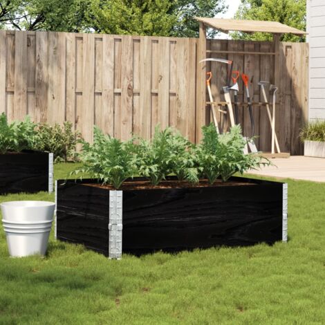 Jardinière-Pot de fleur noir 120x80 cm bois massif de pin 210624 (1/5)