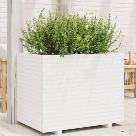 Jardinière-Pot de fleur blanc 90x60x72 cm bois de pin massif (1/5)