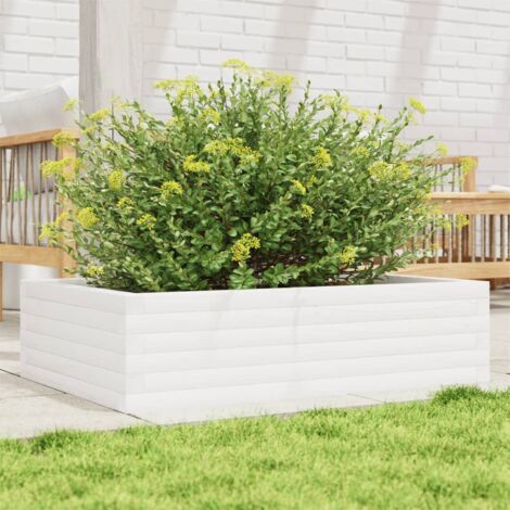 Jardinière-Pot de fleur blanc 90x60x23 cm bois de pin massif (1/5)