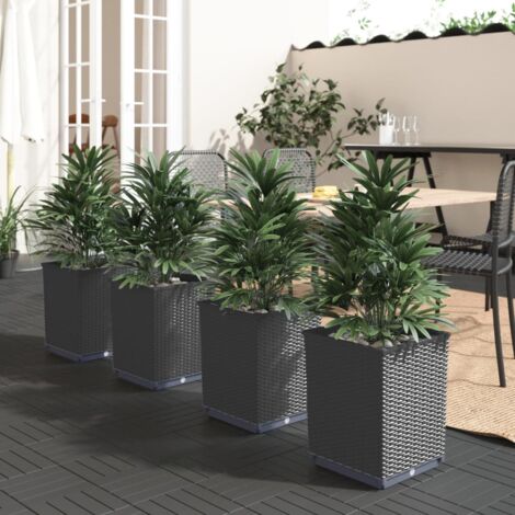 Jardinière-Pot de fleurs 4 pcs noir 30x30x37 cm polypropylène (1/5)