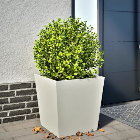 Jardinière-Pot de fleur blanc 50x50x50 cm acier 194005 (1/5)