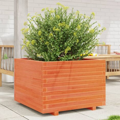 Jardinière-Pot de fleur cire marron 70x70x49,5 cm bois de pin massif 856125 (1/5)