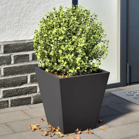 Jardinière-Pot de fleurs 2 pcs noir 30x30x30 cm acier 144035 (1/5)