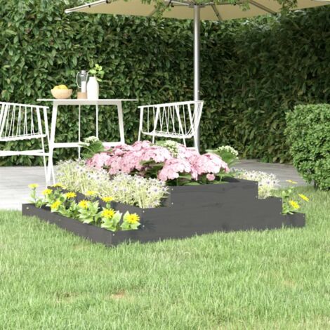Jardinière-Pot de fleur Gris 110x110x27 cm Bois massif de pin 755587 (1/5)