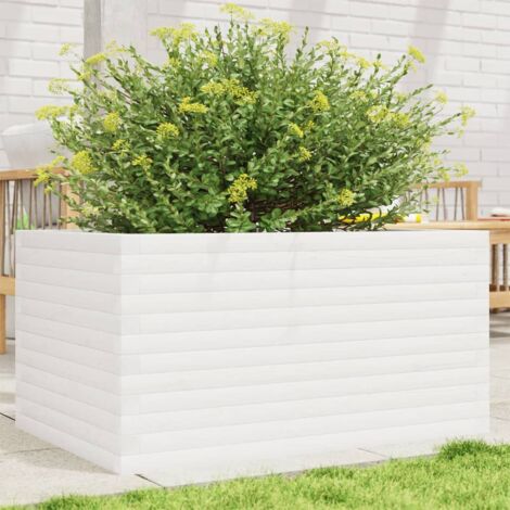 Jardinière-Pot de fleur blanc 90x60x46 cm bois de pin massif (1/5)
