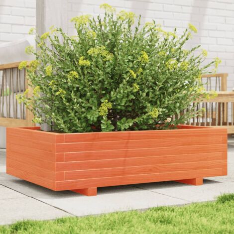 Jardinière-Pot de fleur cire marron 90x60x26,5 cm bois de pin massif (1/5)