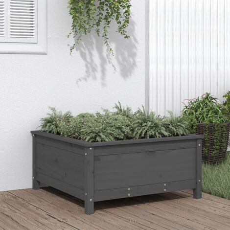 Jardinière-Pot de fleur gris 82,5x82,5x39 cm bois massif de pin (1/5)