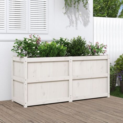 Jardinière-Pot de fleur blanc 150x50x70 cm bois de pin massif (1/5)
