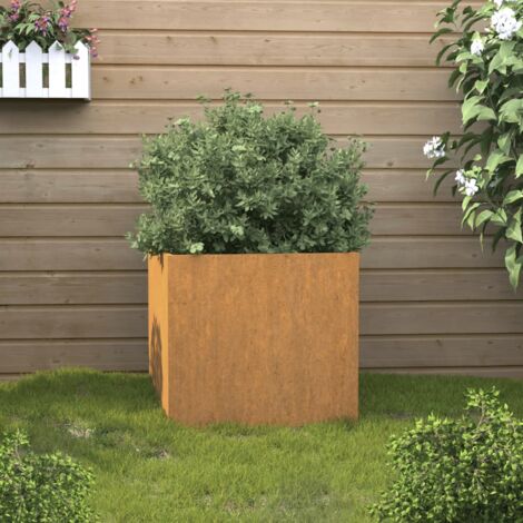 Jardinière-Pot de fleur 49x47x46 cm acier corten (1/5)