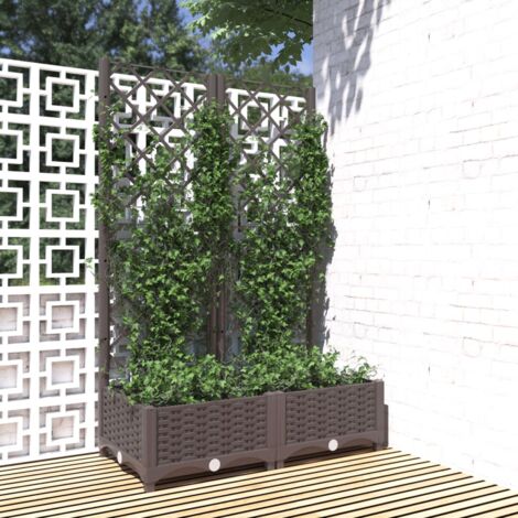 Jardinière avec treillis-Pot de fleur Marron 80x40x121,5 cm PP (1/5)