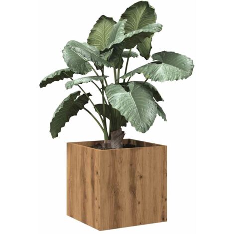 Jardinière-Pot de fleur chêne artisanal 40x40x40 cm bois d'ingénierie (1/5)