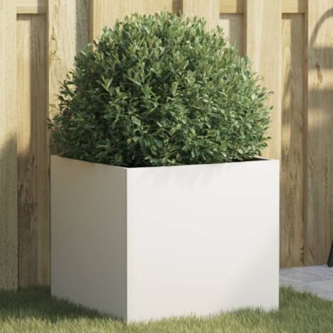 Jardinière-Pot de fleur blanc 42x40x39 cm acier (1/5)