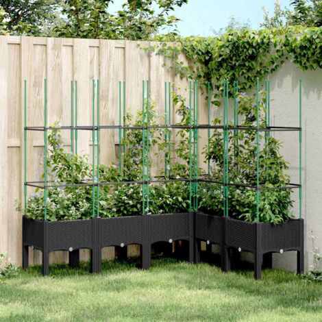 Jardinière avec treillis-Pot de fleur noir 160x120x142,5 cm PP (1/5)
