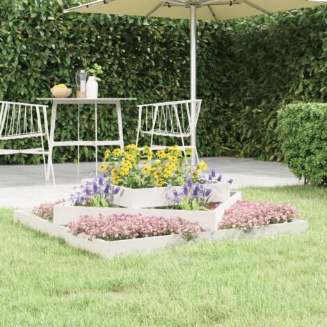 Jardinière-Pot de fleur Blanc 112x112x27 cm Bois massif de pin (1/5)
