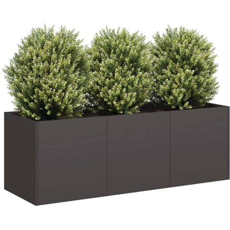 Jardinière-Pot de fleur noir 120x40x40 cm acier laminé à froid (1/5)