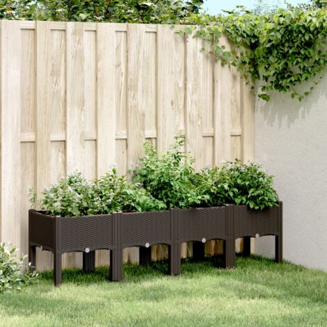 Jardinière avec pieds-Pot de fleur marron 160x40x42 cm PP (1/5)