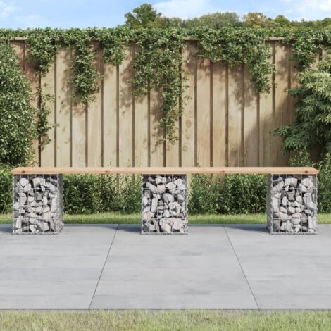 Banc de jardin design de gabion-Banquette de jardin 203x31x42 cm bois massif de pin (1/5)