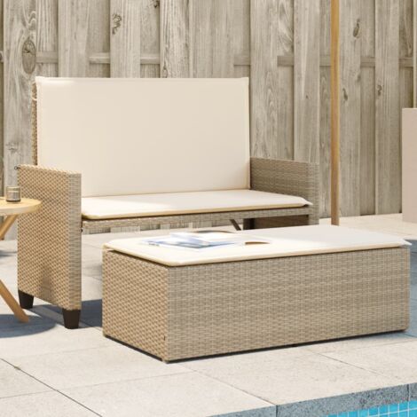 Banc de jardin et coussins et repose-pied-Banquette de jardin beige résine tressée 154310 (1/5)