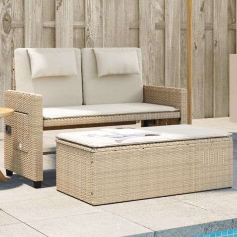 Banc inclinable de jardin avec coussins-Banquette de jardin beige résine tressée 840424 (1/5)