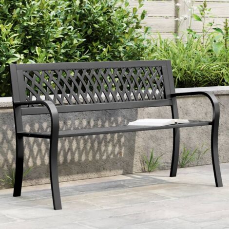 Banc de jardin-Banquette de jardin-Chaise de jardin Noir 120 cm Acier 525575 (1/5)