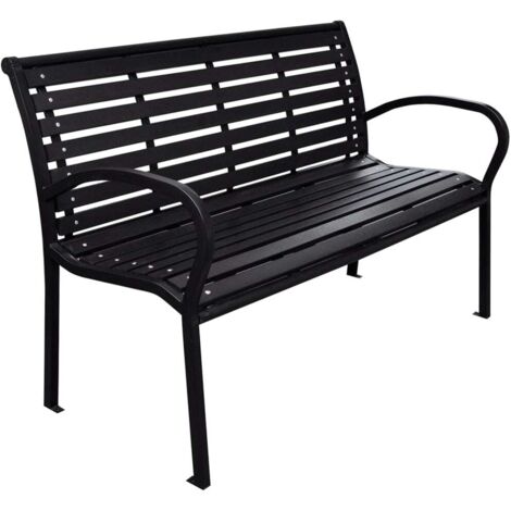 Banc de jardin-Banquette de jardin-Chaise de jardin Noir 116 cm Acier et WPC (1/5)