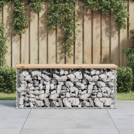 Banc de jardin design de gabion-Banquette de jardin 103x31,5x42 bois massif de pin (1/5)