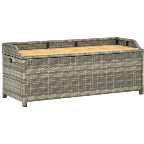 Banc de rangement de jardin-Banquette de jardin avec rangement 120 cm Résine tressée Gris (1/5)