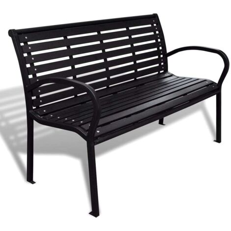 Banc de jardin-Banquette de jardin-Chaise de jardin 125 cm acier et WPC noir (1/5)