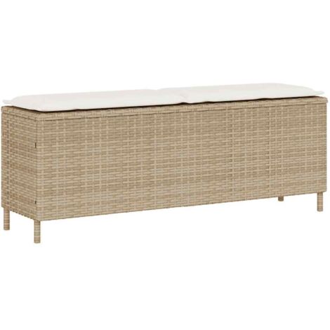 Banc de jardin avec coussin-Banquette de jardin beige 110x30x40,5 cm résine tressée 111093