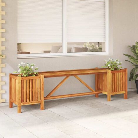 Banc de jardin avec 2 jardinières-Banquette de jardin 150x30x40 cm Bois d'acacia (1/5)