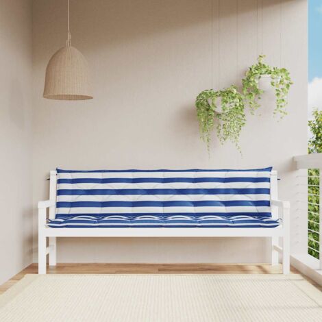 Coussins de banc de jardin lot de 2-Coussin de banquette de jardin rayures bleues et blanches 471349 (1/5)