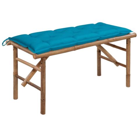 Banc de jardin pliable avec coussin-Banquette de jardin 118 cm Bambou 193345 (1/5)