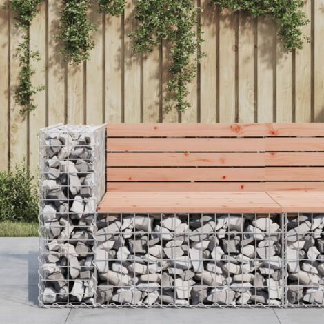Banc jardin design gabion-Banquette de jardin 92x71x65,5 cm bois massif de douglas (1/5)