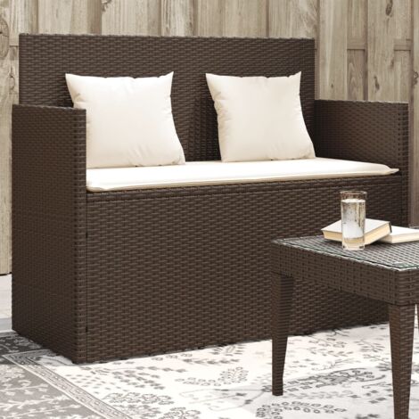 Banc de jardin avec coussins-Banquette de jardin marron résine tressée 422007 (1/5)