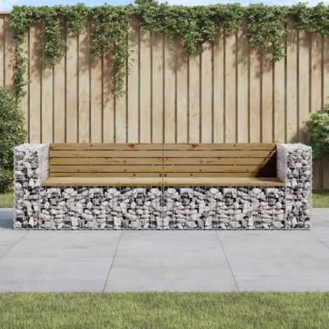 Banc de jardin design gabion-Banquette de jardin 244x71x65,5cm bois de pin imprégné (1/5)