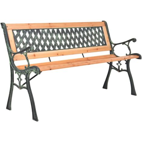 Banc de jardin-Banquette de jardin-Chaise de jardin 116 cm Fonte et bois massif de sapin (1/5)