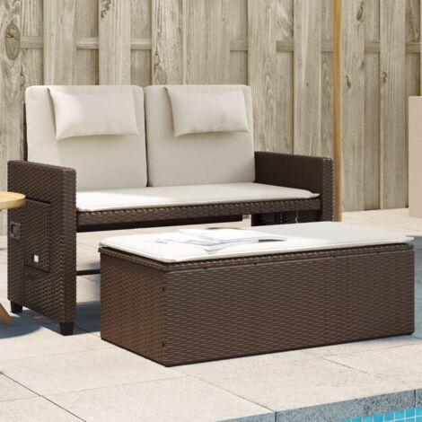 Banc inclinable de jardin avec coussins-Banquette de jardin marron résine tressée 339878 (1/5)