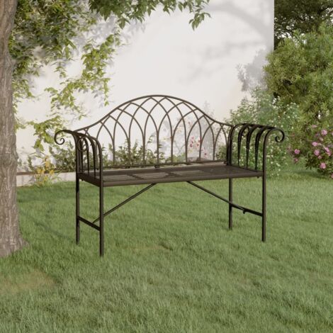 Banc de jardin-Banquette de jardin-Chaise de jardin 2 places 128 cm Noir Acier (1/5)