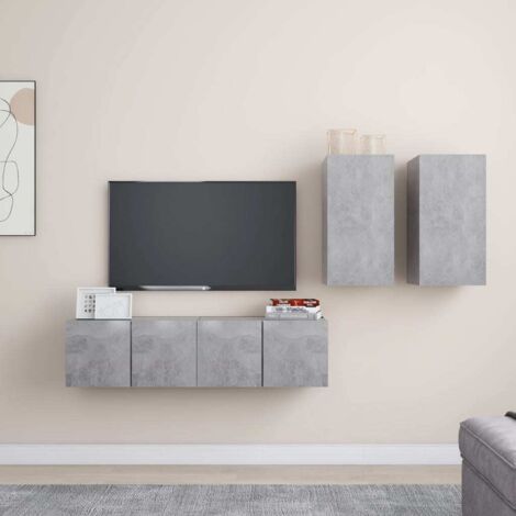 Ensemble de meubles TV 4 pcs-Banc TV-Meuble Télé Gris béton Bois d'ingénierie 440246 (1/5)