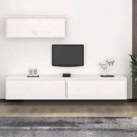 Ensemble de meubles TV 3 pcs-Banc TV-Meuble Télé blanc bois massif de pin 321570 (1/5)