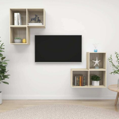 Ensemble de meubles TV 4 pcs-Banc TV-Meuble Télé Chêne sonoma Bois d'ingénierie 546582 (1/5)