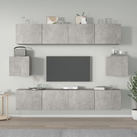 Ensemble de meubles TV 6 pcs-Banc TV-Meuble Télé Gris béton Bois d'ingénierie 420251 (1/5)