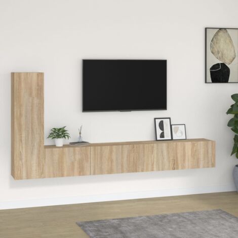 Ensemble de meubles TV 3 pcs-Banc TV-Meuble Télé Chêne sonoma Bois d'ingénierie 566647 (1/5)