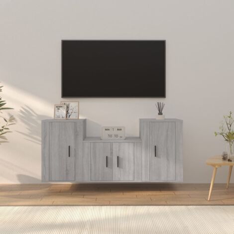 Ensemble de meubles TV 3 pcs-Banc TV-Meuble Télé Sonoma gris Bois d'ingénierie 597566 (1/5)