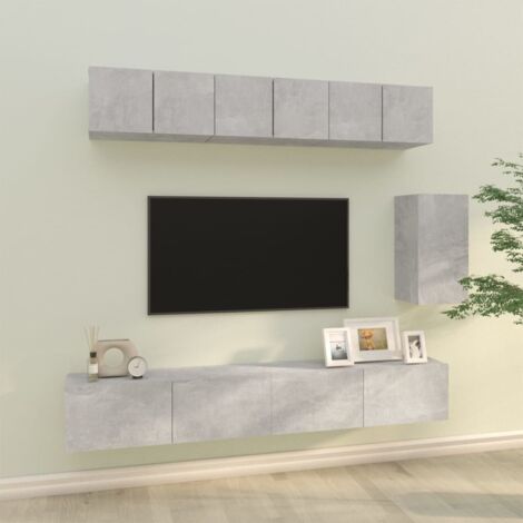 Ensemble de meubles TV 6 pcs-Banc TV-Meuble Télé Gris béton Bois d'ingénierie 755049 (1/5)