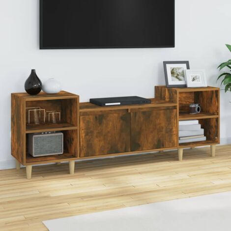 Meuble TV-Banc TV-Meuble Télé Chêne fumé 160x35x55 cm Bois d'ingénierie 143538 (1/5)