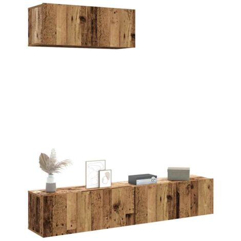 Ensemble de meuble TV mural 3 pcs-Banc TV-Meuble Télé vieux bois bois d'ingénierie 706750 (1/5)