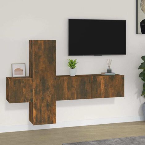 Ensemble de meubles TV 3 pcs-Banc TV-Meuble Télé Chêne fumé Bois d'ingénierie 761992 (1/5)