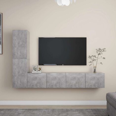 Ensemble de meubles TV 4 pcs-Banc TV-Meuble Télé Gris béton Bois d'ingénierie 946617 (1/5)