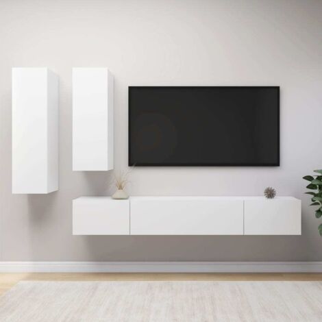 Ensemble de meuble TV 4 pcs-Banc TV-Meuble Télé Blanc Bois d'ingénierie 549521 (1/5)